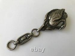 Original Art Deco Antique Fabulous Artisan New York Swan Silver Plated Pendant