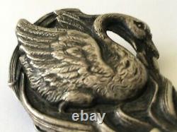 Original Art Deco Antique Fabulous Artisan New York Swan Silver Plated Pendant