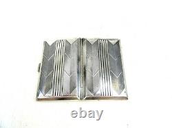 Original Art Deco Silver Plate Cigarette Case Bauhaus Futurism Tobacciana 1920