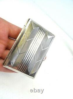 Original Art Deco Silver Plate Cigarette Case Bauhaus Futurism Tobacciana 1920