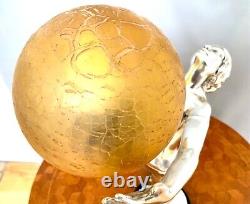 Original Art Deco silver plated lady lamp on a circular marble base