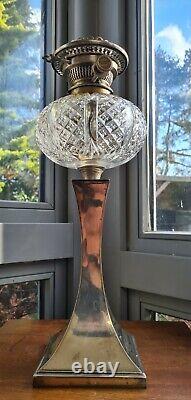 Original Arts & Crafts Hawksworth & Eyre Antique silver plated duplex oil lamp