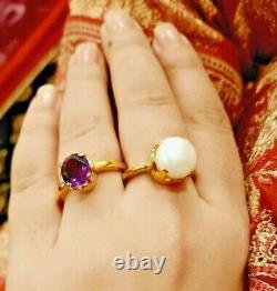 Original Basra Pearl Ring Gold Plated Natural Pearl Ring For Womens Real Pearl