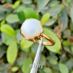 Original Basra Pearl Ring Gold Plated Natural Pearl Ring For Womens Real Pearl