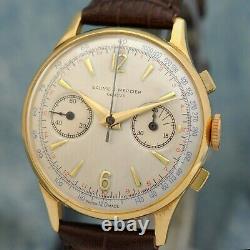 Original Baume Mercier Chronograph Gold Plated Manual Wind Working Gents Watch