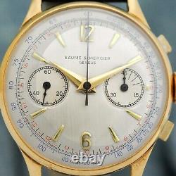 Original Baume Mercier Chronograph Gold Plated Manual Wind Working Gents Watch