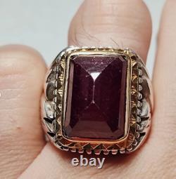 Original Big Red Ruby Ring Gold Plated Touch Genuine Ruby Manic Ring Silver 925