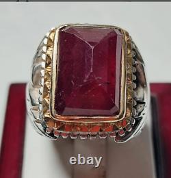 Original Big Red Ruby Ring Gold Plated Touch Genuine Ruby Manic Ring Silver 925