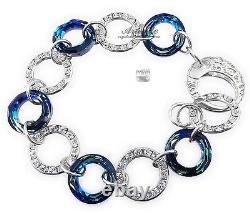 Original Crystals Bracelet Blue Ring And Other Colours Sterling Silver