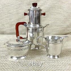 Original French Art Deco Coffee Set cafetiere filter Silver Plated Bowl Jug Pot
