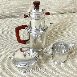 Original French Art Deco Coffee Set cafetiere filter Silver Plated Bowl Jug Pot