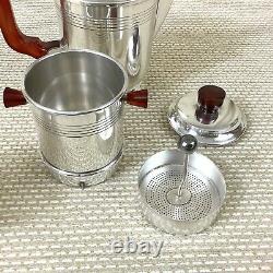 Original French Art Deco Coffee Set cafetiere filter Silver Plated Bowl Jug Pot