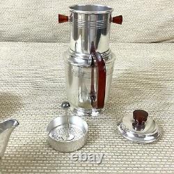 Original French Art Deco Coffee Set cafetiere filter Silver Plated Bowl Jug Pot