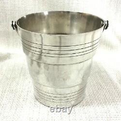 Original French Art Deco Silver Plated Ice Bucket Pail Geometric 1920s
