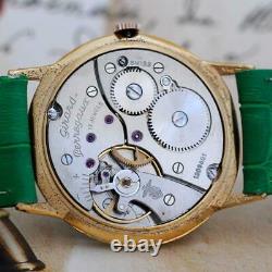 Original Gents Girard Perregaux Gold Plated Manual Wind Vintage Nice Green Dial