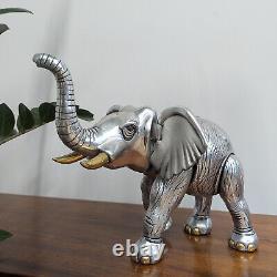 Original Handmade Frank Meisler Elephant Sculpture with Gold & Silver Plated