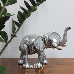 Original Handmade Frank Meisler Elephant Sculpture with Gold & Silver Plated