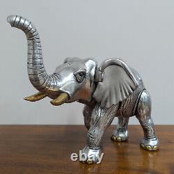 Original Handmade Frank Meisler Elephant Sculpture with Gold & Silver Plated