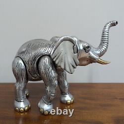 Original Handmade Frank Meisler Elephant Sculpture with Gold & Silver Plated