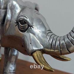 Original Handmade Frank Meisler Elephant Sculpture with Gold & Silver Plated