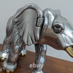 Original Handmade Frank Meisler Elephant Sculpture with Gold & Silver Plated