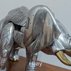 Original Handmade Frank Meisler Elephant Sculpture with Gold & Silver Plated