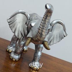 Original Handmade Frank Meisler Elephant Sculpture with Gold & Silver Plated