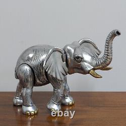 Original Handmade Frank Meisler Elephant Sculpture with Gold & Silver Plated