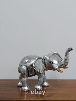 Original Handmade Frank Meisler Elephant Sculpture with Gold & Silver Plated