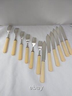 Original Iconic Art Deco Silver Plate Fish Knives Forks Quality 12 Pieces Box
