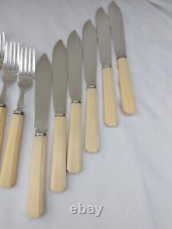 Original Iconic Art Deco Silver Plate Fish Knives Forks Quality 12 Pieces Box
