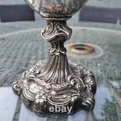 Original Large Fancy Victorian Walker & Hall Silver Plated Oil Lamp & Burner