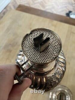 Original Large Fancy Victorian Walker & Hall Silver Plated Oil Lamp & Burner