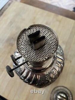 Original Large Fancy Victorian Walker & Hall Silver Plated Oil Lamp & Burner