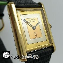 Original Must De Cartier Tank Lady's Watch Swiss Manual Wind 3 Tone Dial