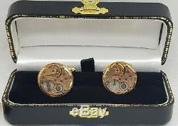 Original Omega Movement Cal 625 Gold Plated Sterling 925 Silver Cufflinks