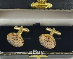 Original Omega Movement Cal 625 Gold Plated Sterling 925 Silver Cufflinks