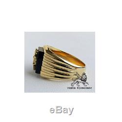 Original Rasta Thanamee Lion Onyx 18k Gold Plated. 925 Silver Ring Sz 8