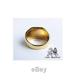 Original Rasta Thanamee Lion Onyx 18k Gold Plated. 925 Silver Ring Sz 8