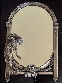 Original Superb WMF Art Nouveau Silver Plated Easel Mirror Maiden & Dove c1900's