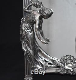 Original Superb WMF Art Nouveau Silver Plated Easel Mirror Maiden & Dove c1900's