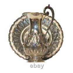 Original Vintage Italian Silver 800 Jug? Saucer Plate Marked 2263 gr Gilded