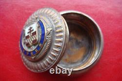 Original Wwi 1920 Commemorating Battle Of Ypres Silver Plated Enamel Box