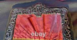 Ornate Antique Victorian Easel Back Silver Plate Vanity Mirror Frame