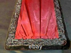 Ornate Antique Victorian Easel Back Silver Plate Vanity Mirror Frame