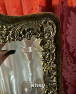 Ornate Antique Victorian Easel Back Silver Plate Vanity Mirror Frame