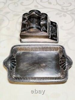 Ornate antique Victorian silver cheese dish from around 1890