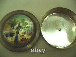 PILL BOX VINTAGE HANDMADE COPPER SILVER PLATE BOX & MOTHER OF PEARL 1950s