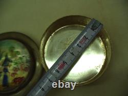 PILL BOX VINTAGE HANDMADE COPPER SILVER PLATE BOX & MOTHER OF PEARL 1950s