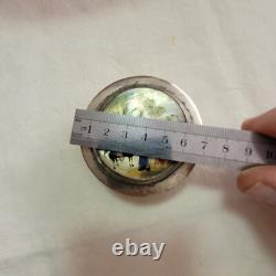 PILL BOX VINTAGE HANDMADE COPPER SILVER PLATE BOX & MOTHER OF PEARL 1950s